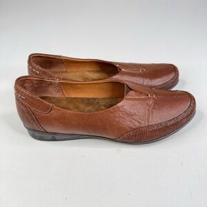 Taos Marvey Brown Leather Slip On Shoes Size 38